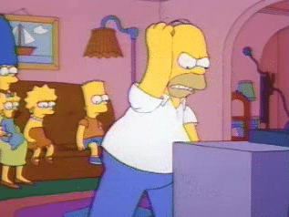Homer Simpson telling TV to "be more funny"