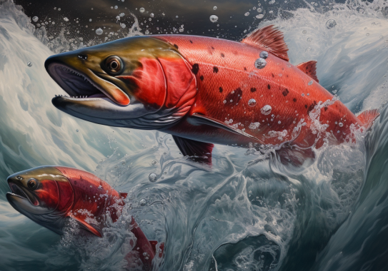 harperh_salmon_swimming_upstream_realistic_23dcd739-9391-40cd-a7b7-a6bafdebd010